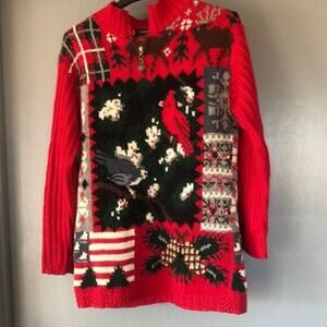 Vintage The Eagle's Eye Red Cardinal 1/4 Zip Cotton Blend Heavy Knit Sweater S